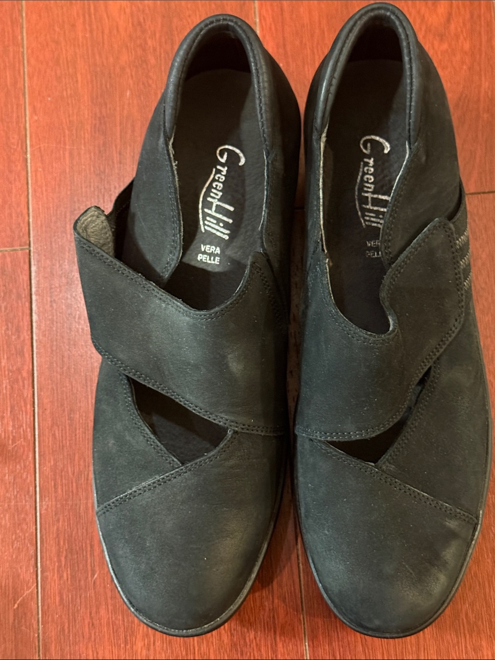 Greenhill Black Suede Comfort Slip-On Shoes for Women